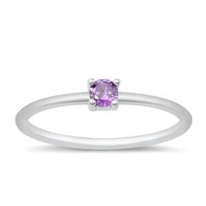 NEW STARLETTE women's amethyst round stackable ring in silver